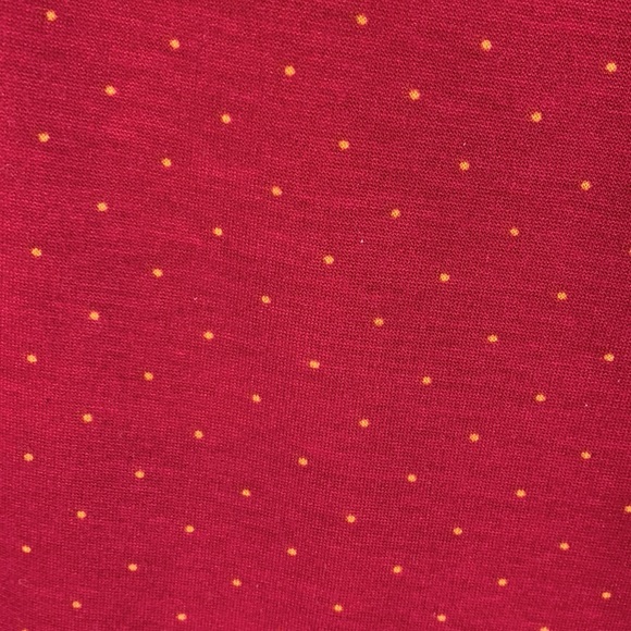 LulaRoe baseball style shirt red with orange dots, grey 3/4 sleeves size large. - Picture 4 of 7